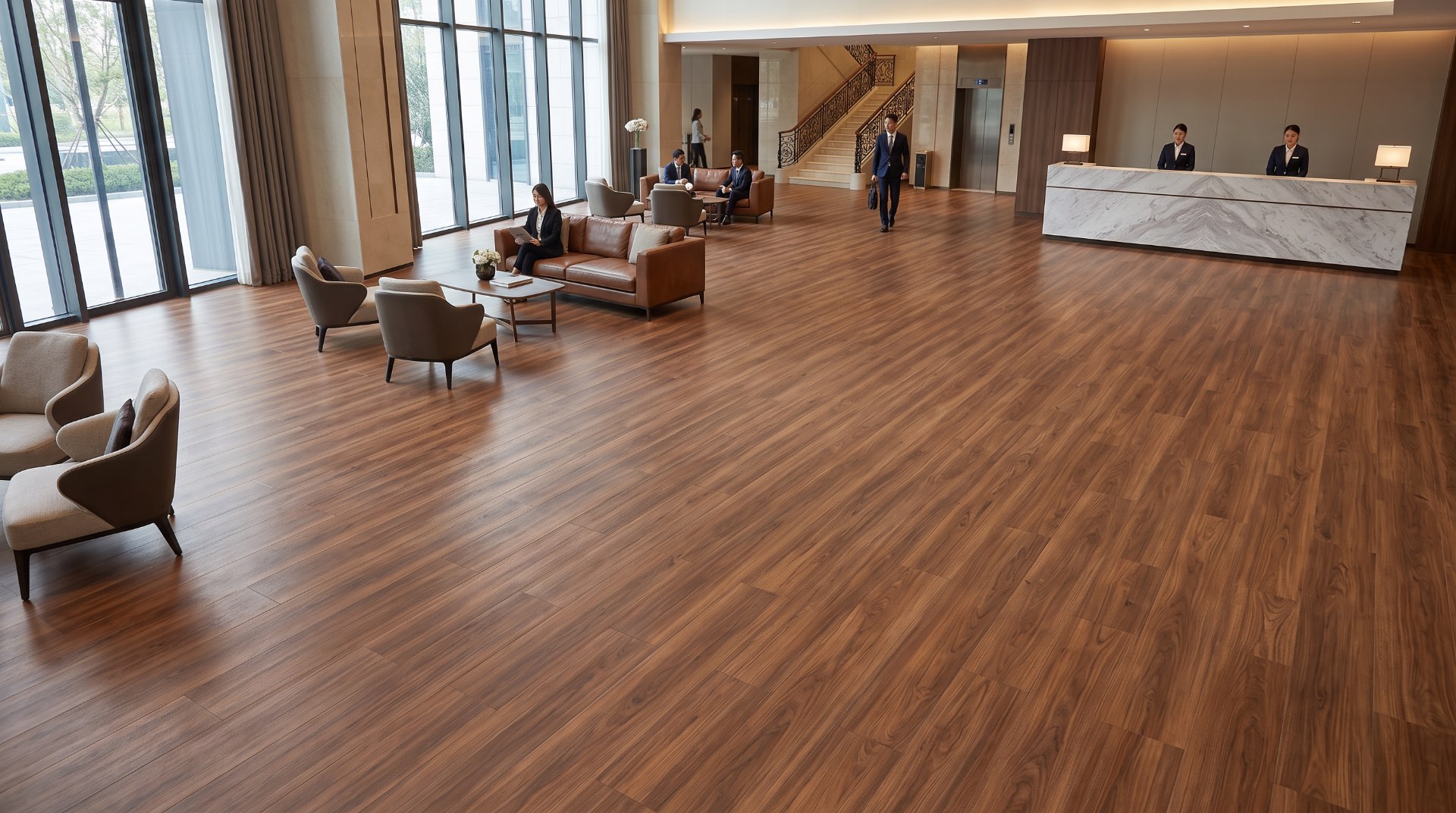 piso lvt tipo madera recepción hoteles